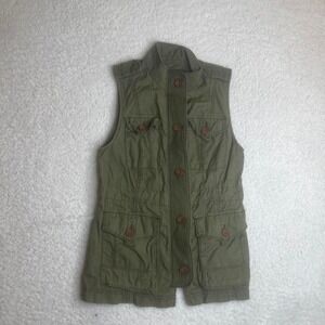 Abercrombie & fitch women's brown utility vest pockets military outdoors S